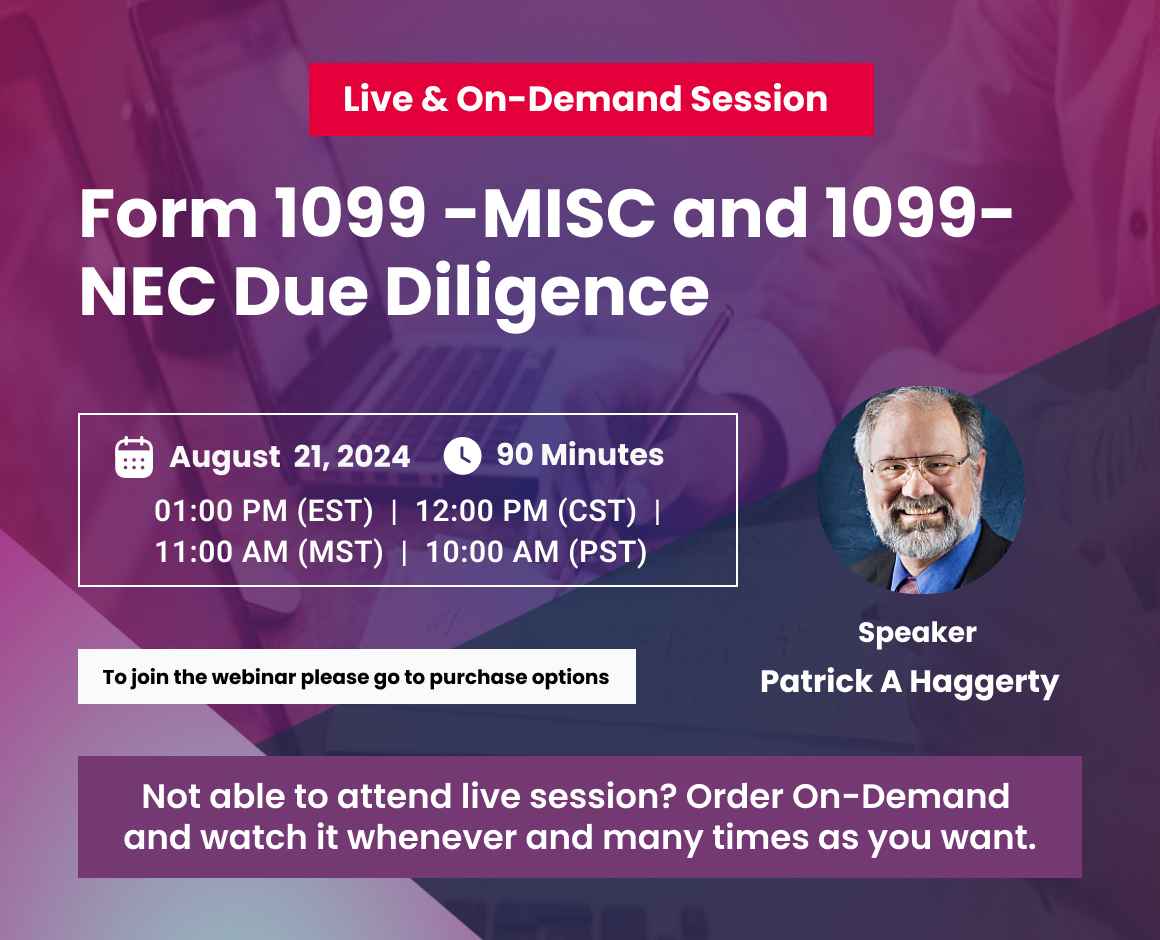 Form 1099 -MISC and 1099-NEC Due Diligence